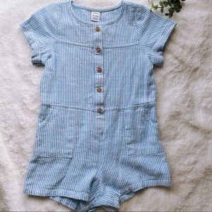 Pinstripe linen-blend romper 18-24m